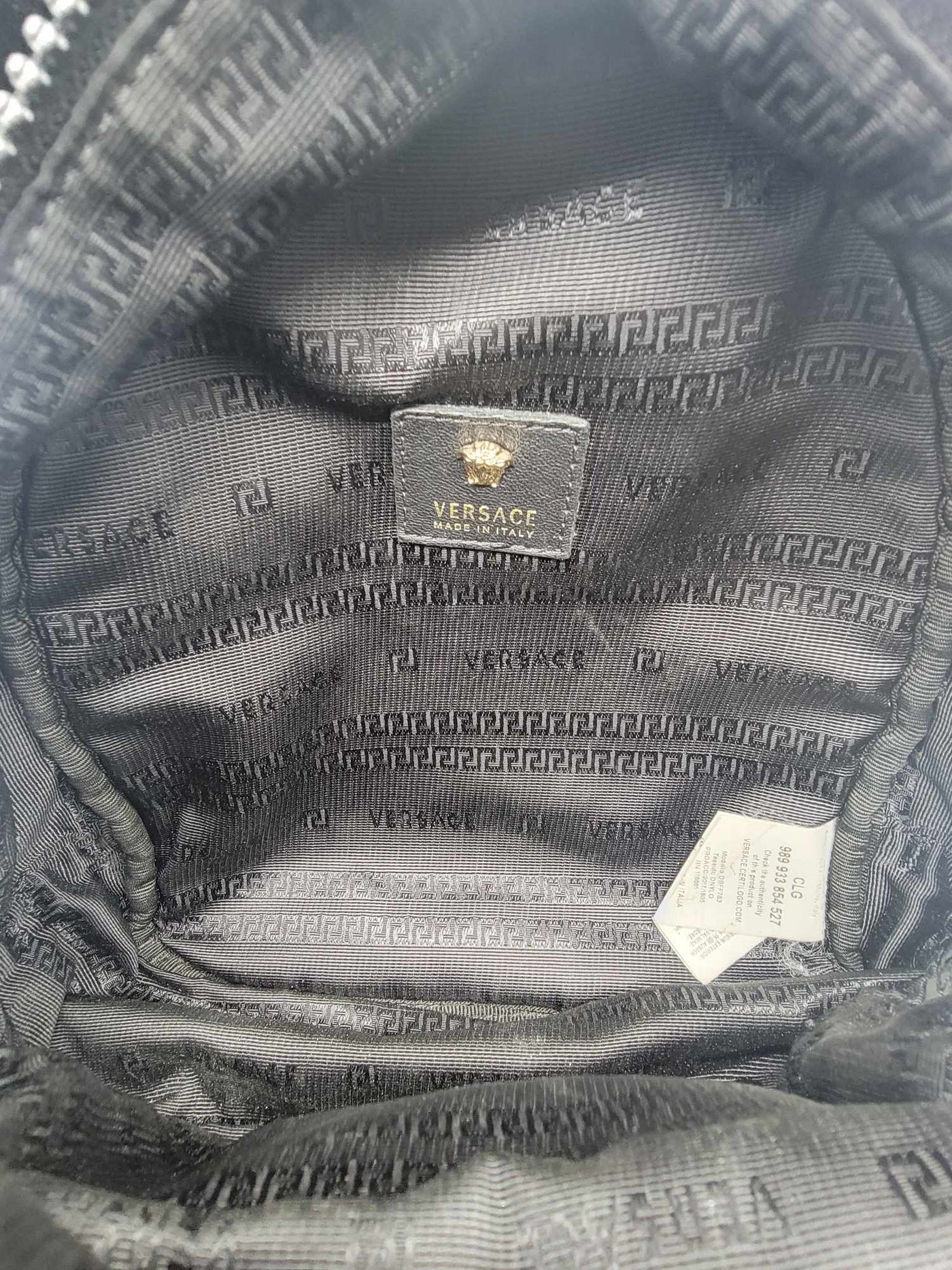Versace Black Nylon and Leather Trim Mini Medusa Backpack