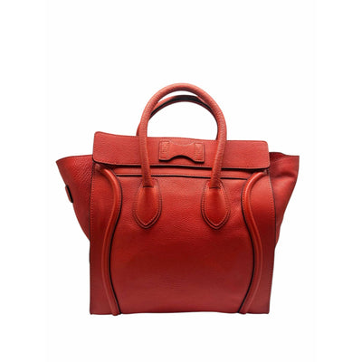 Pre Owned Celine Nano Tote Bag Smooth Leather Micro Red