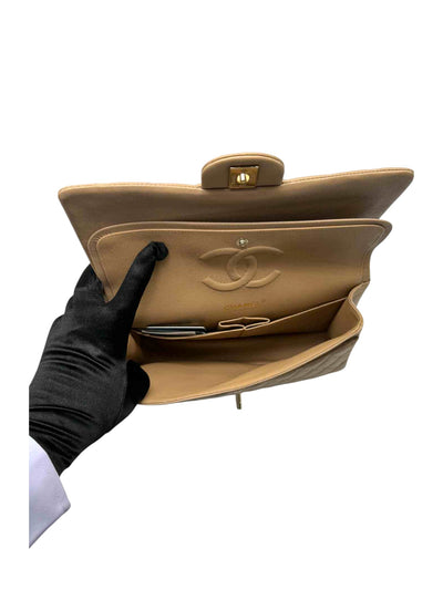 CHANEL Medium Double Flap Caviar Leather In Beige