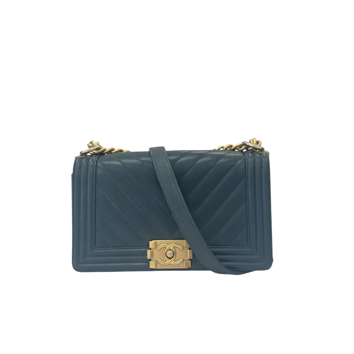 Chanel Boy Bag Chevron in Blue