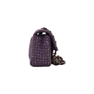 CHANEL Tweed Rectangular Mini Flap Bag In Purple