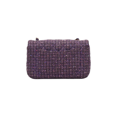CHANEL Tweed Rectangular Mini Flap Bag In Purple