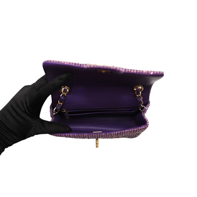 CHANEL Tweed Rectangular Mini Flap Bag In Purple