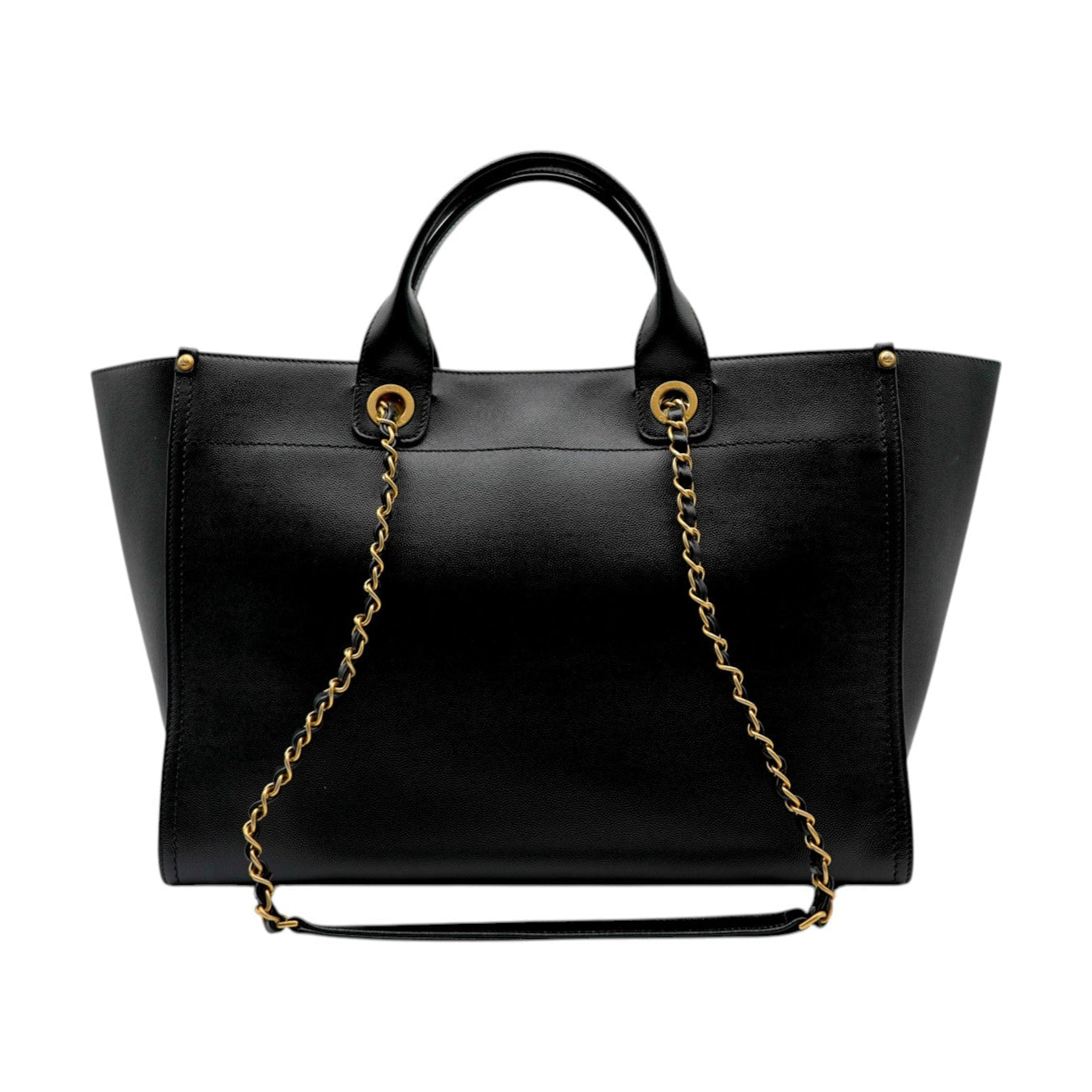 CHANEL Deauville Caviar Leather Tote Bag In Black