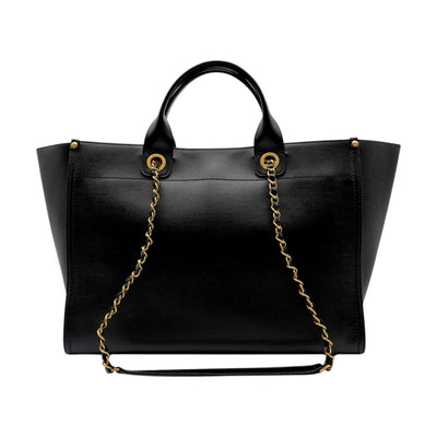 CHANEL Deauville Caviar Leather Tote Bag In Black