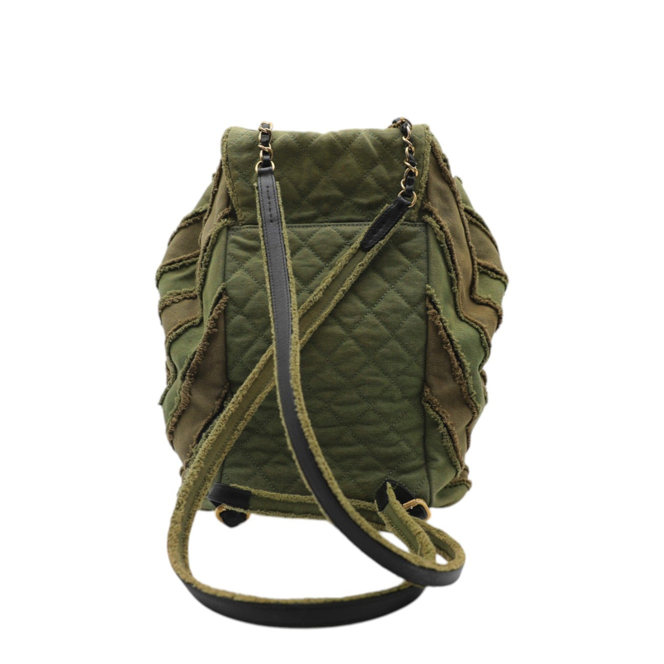 CHANEL Coco Cuba Patchwork Chevron Backpack In Green