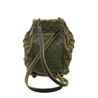CHANEL Coco Cuba Patchwork Chevron Backpack In Green