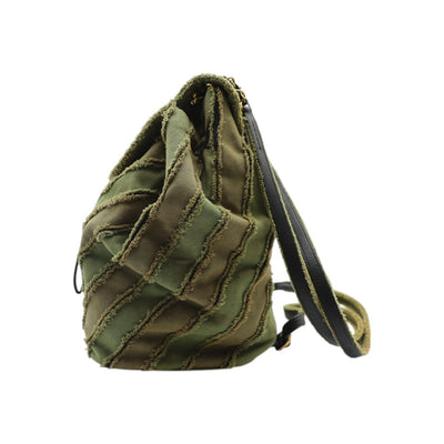CHANEL Coco Cuba Patchwork Chevron Backpack In Green