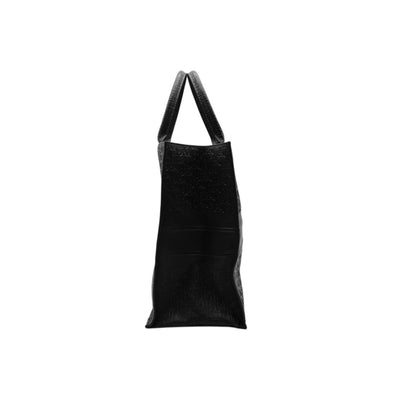 Christian Dior Large Oblique Calfskin Embossed Book Tote In Black