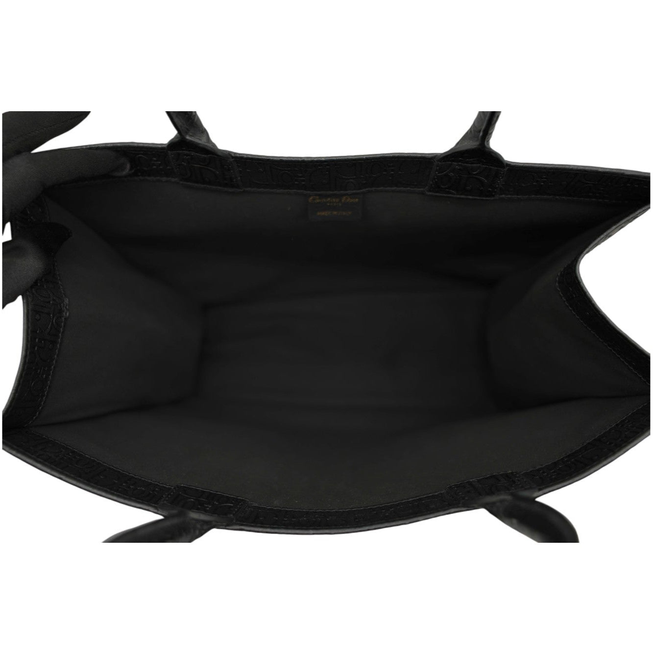 Christian Dior Large Oblique Calfskin Embossed Book Tote In Black