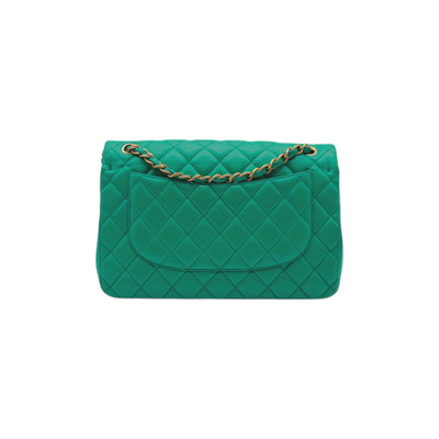 CHANEL Flap Jumbo Lambskin Shoulder Bag In Green