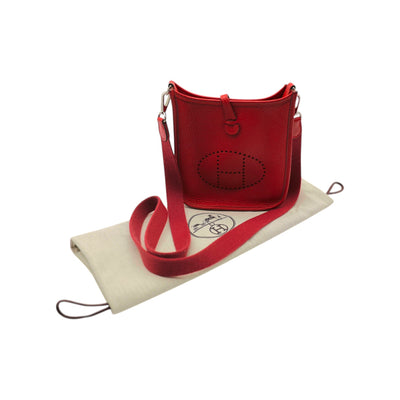 Hermès Taurillon Clemence Evelyn TPM Red Leather Crossbody Bag In Red