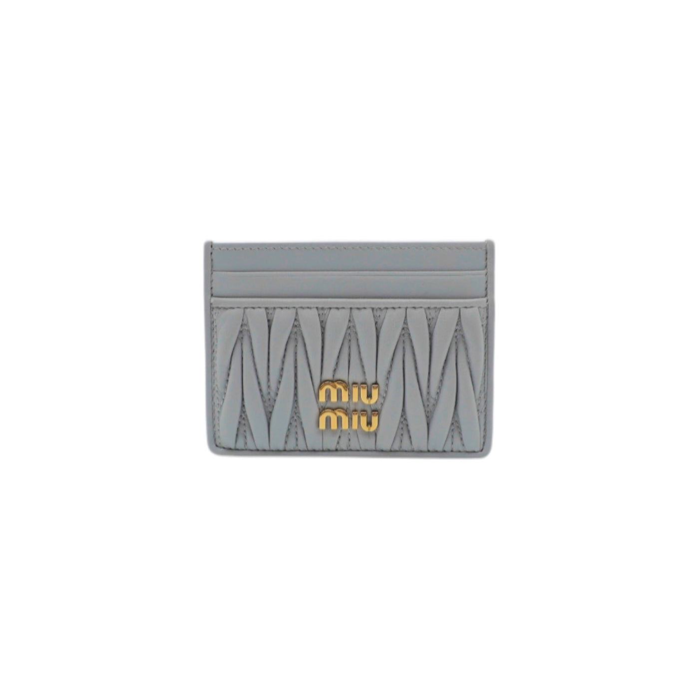 Miu Miu Matelasse Nappa Leather Card Holder In Grey