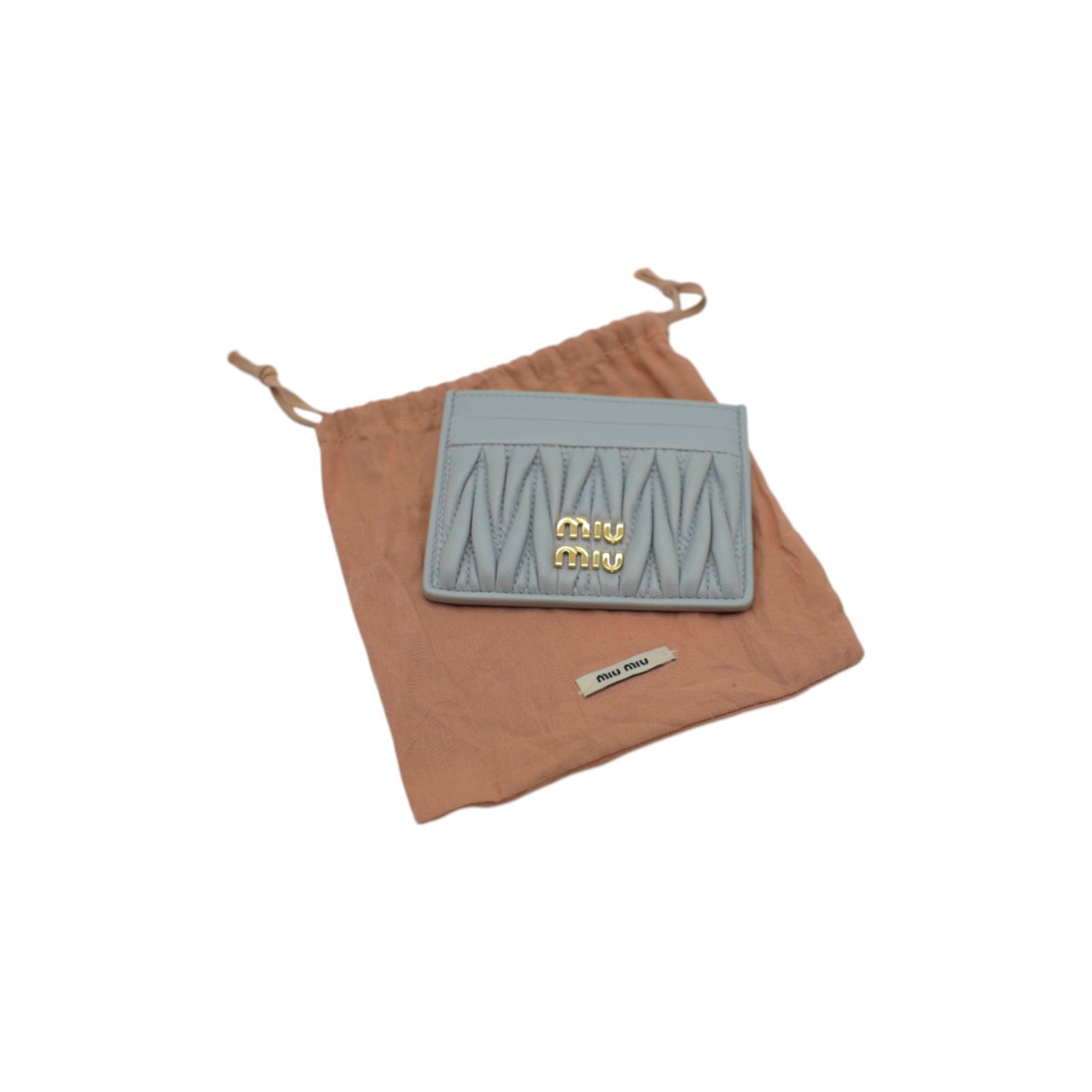 Miu Miu Matelasse Nappa Leather Card Holder In Grey
