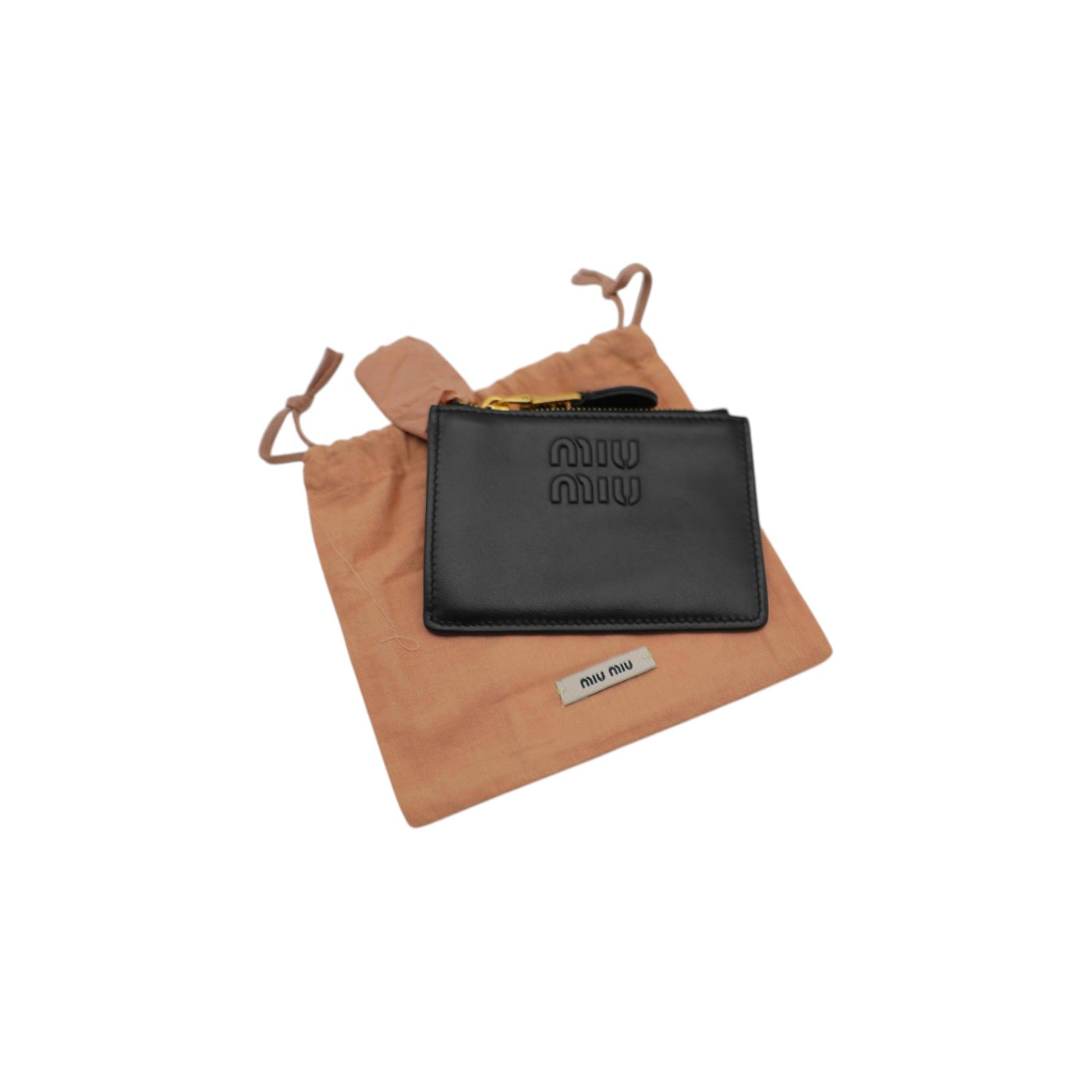 Miu Miu Logo Nappa Leather Card Holder In Black