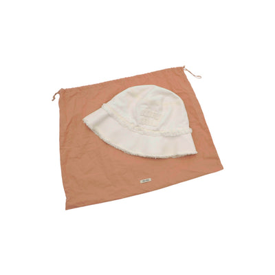 Miu Miu Logo Denim Bucket Hat Size Small In White