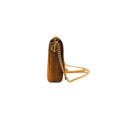 YSL Saint Laurent Crocodile Embossed Suede Monogram Tassel Kate 99 Bag