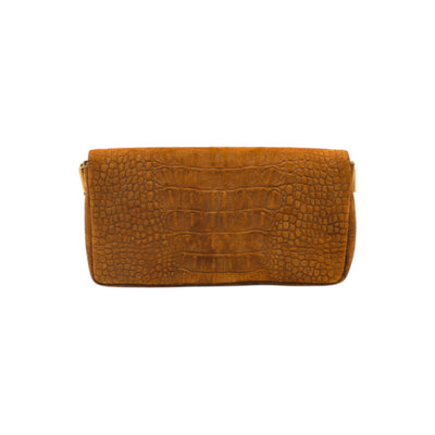 YSL Saint Laurent Crocodile Embossed Suede Monogram Tassel Kate 99 Bag