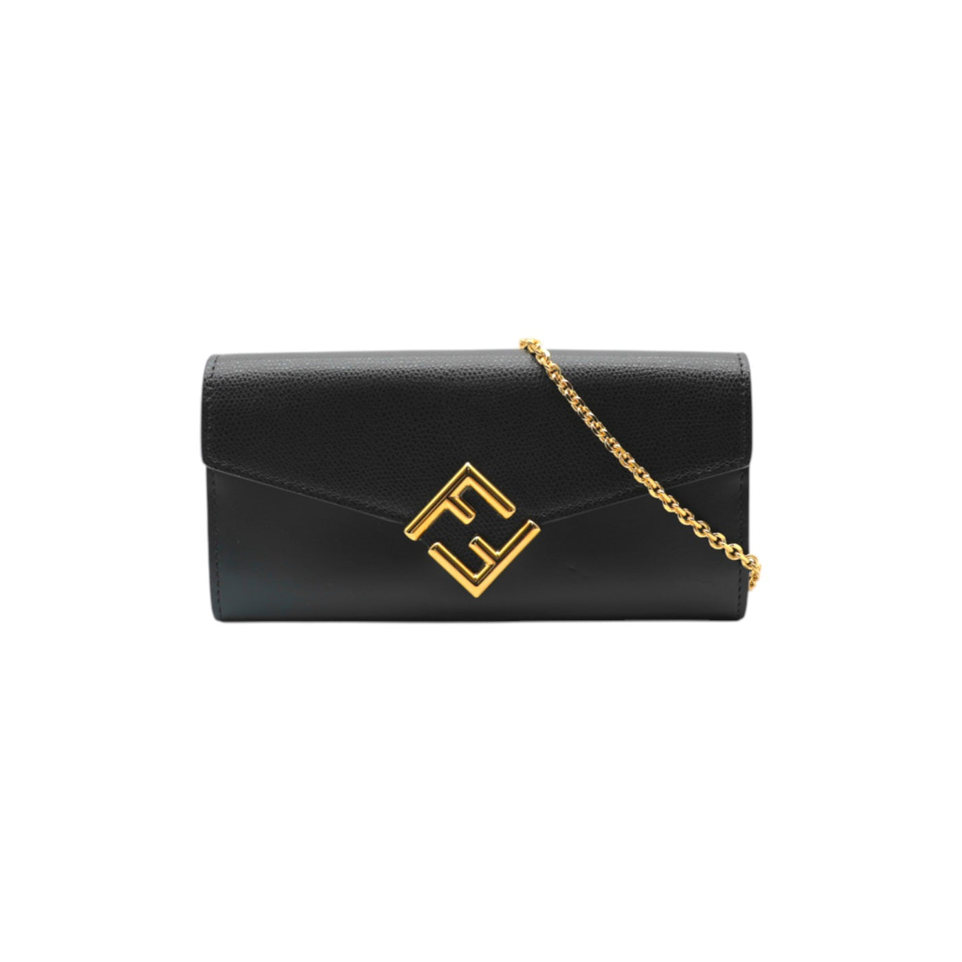 Fendi FF Diamonds Contiental Wallet On Chain In Black
