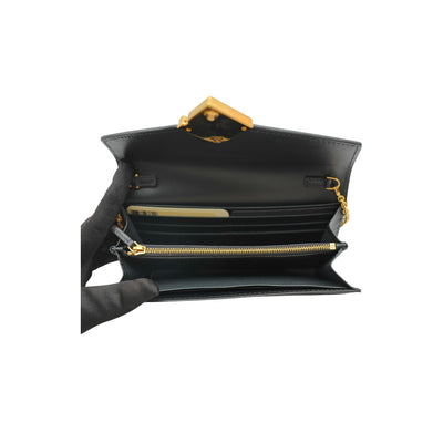 Fendi FF Diamonds Contiental Wallet On Chain In Black