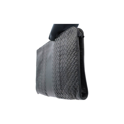 Bottega Veneta Intrecciato Woven Leather Document Case in Black