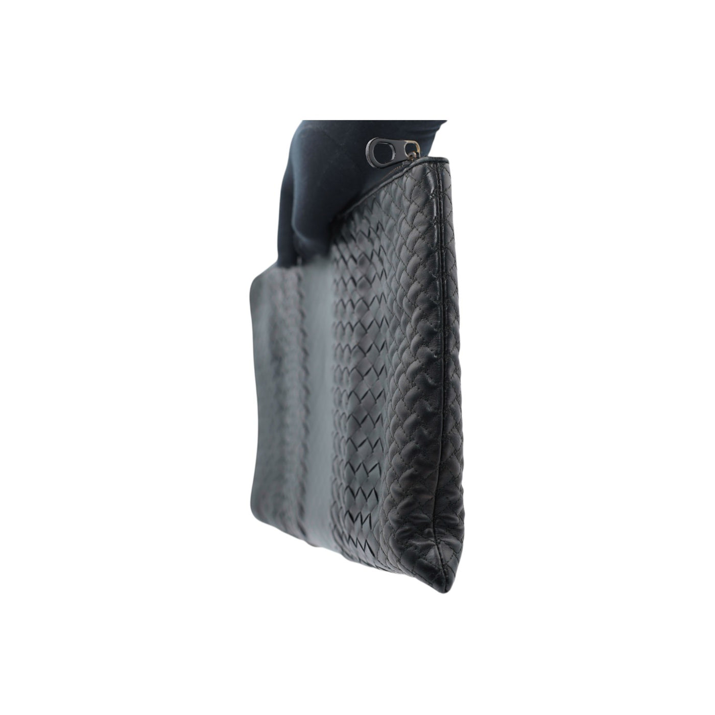 Bottega Veneta Intrecciato Woven Leather Document Case in Black