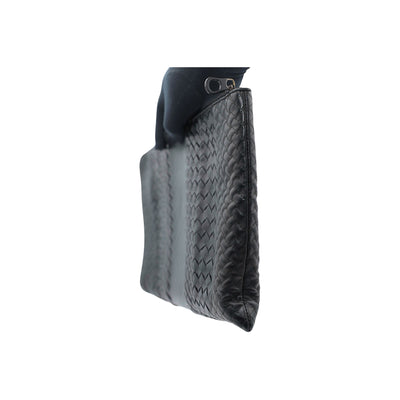 Bottega Veneta Intrecciato Woven Leather Document Case in Black