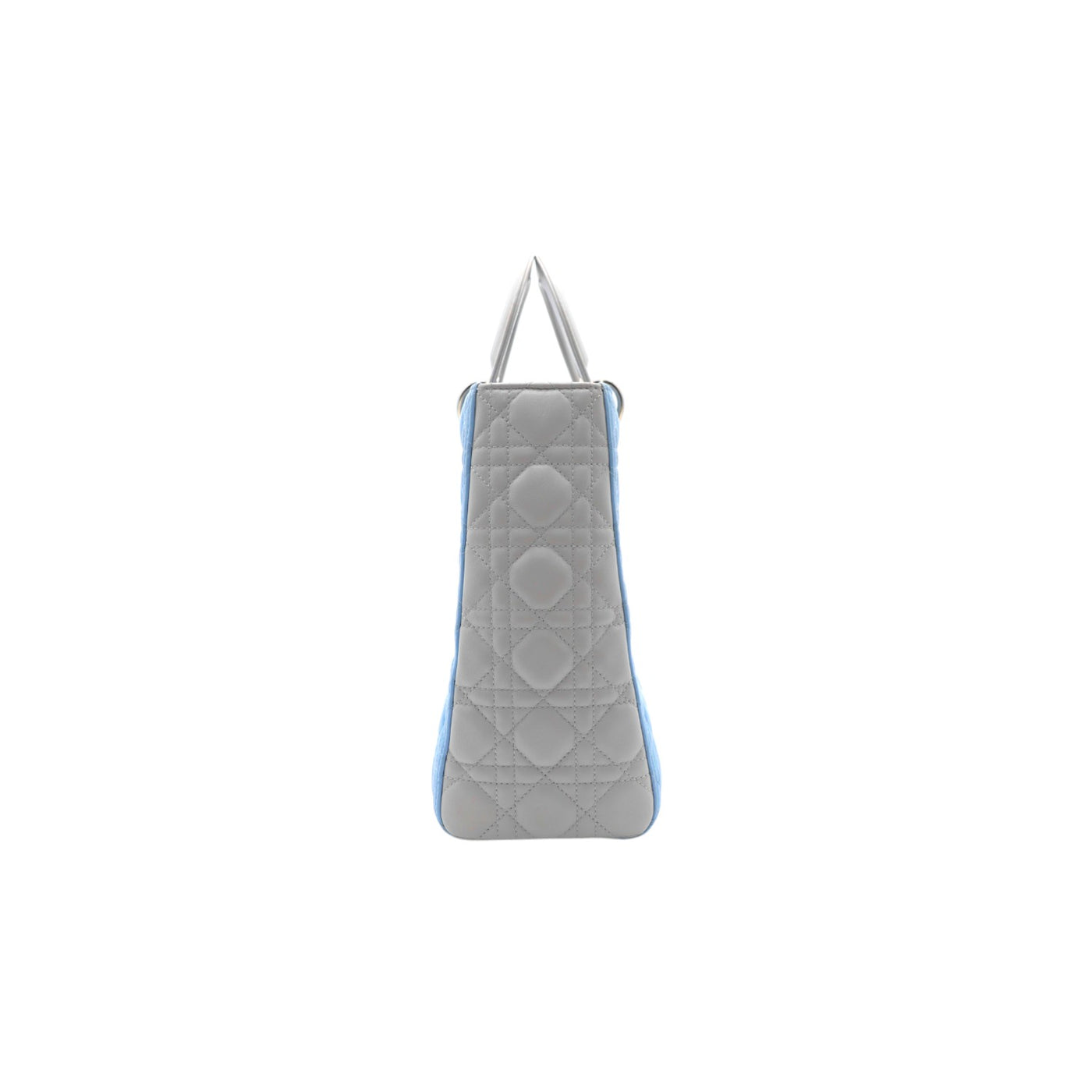 Christian Dior Large Lady Dior Lambskin Cannage Handbag In Light Blue