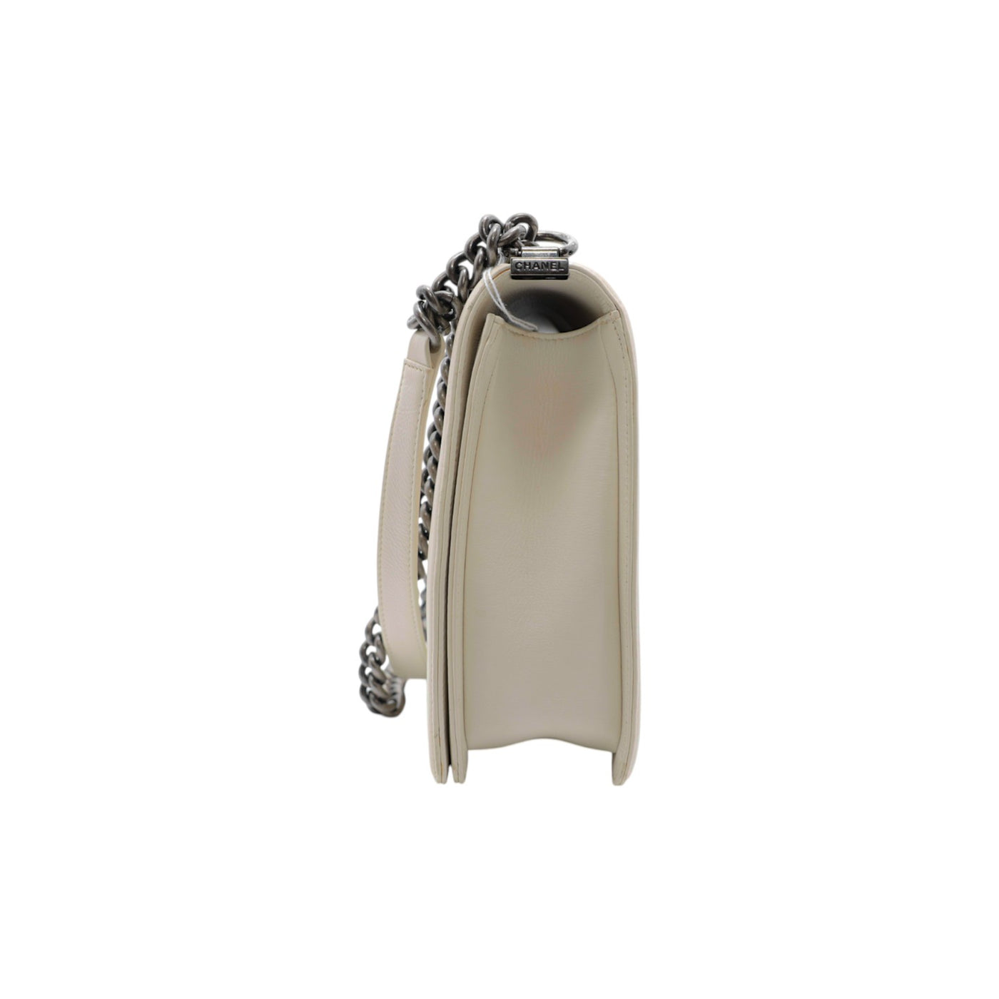 CHANEL Boy Calfskin Large Shoulder Bag In Off-White