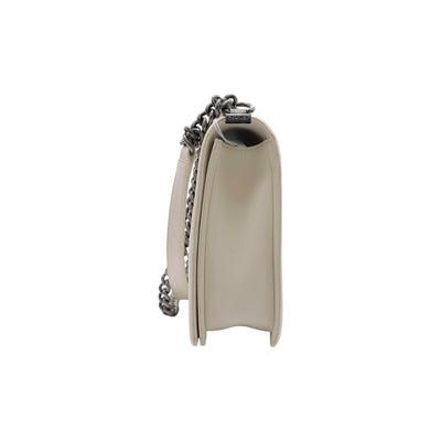 CHANEL Boy Calfskin Large Shoulder Bag In Off-White