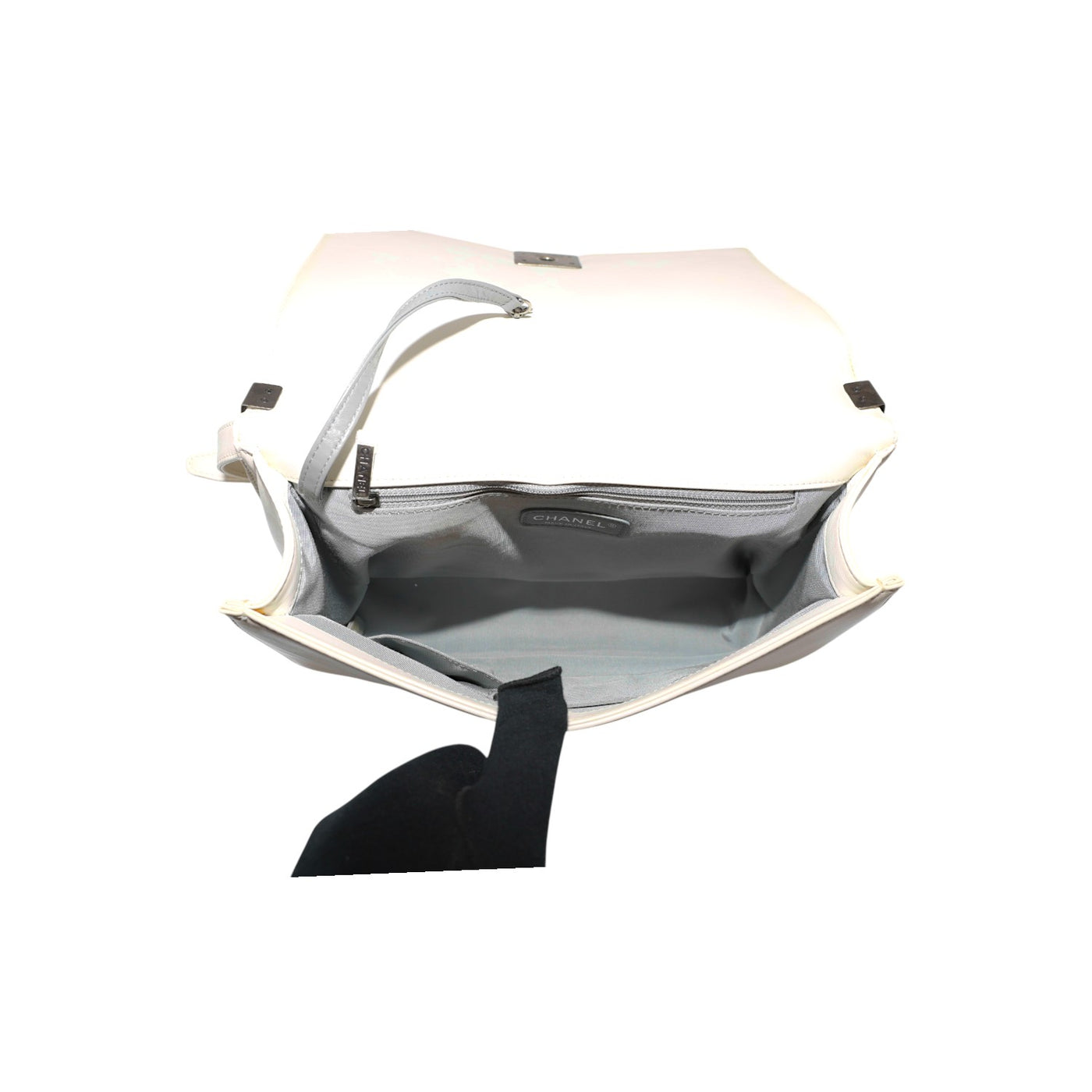 CHANEL Boy Calfskin Large Shoulder Bag In Off-White
