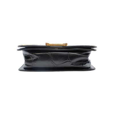 CHANEL Boy Small Calfskin Crocodile Embossed Graffiti Bag In Black