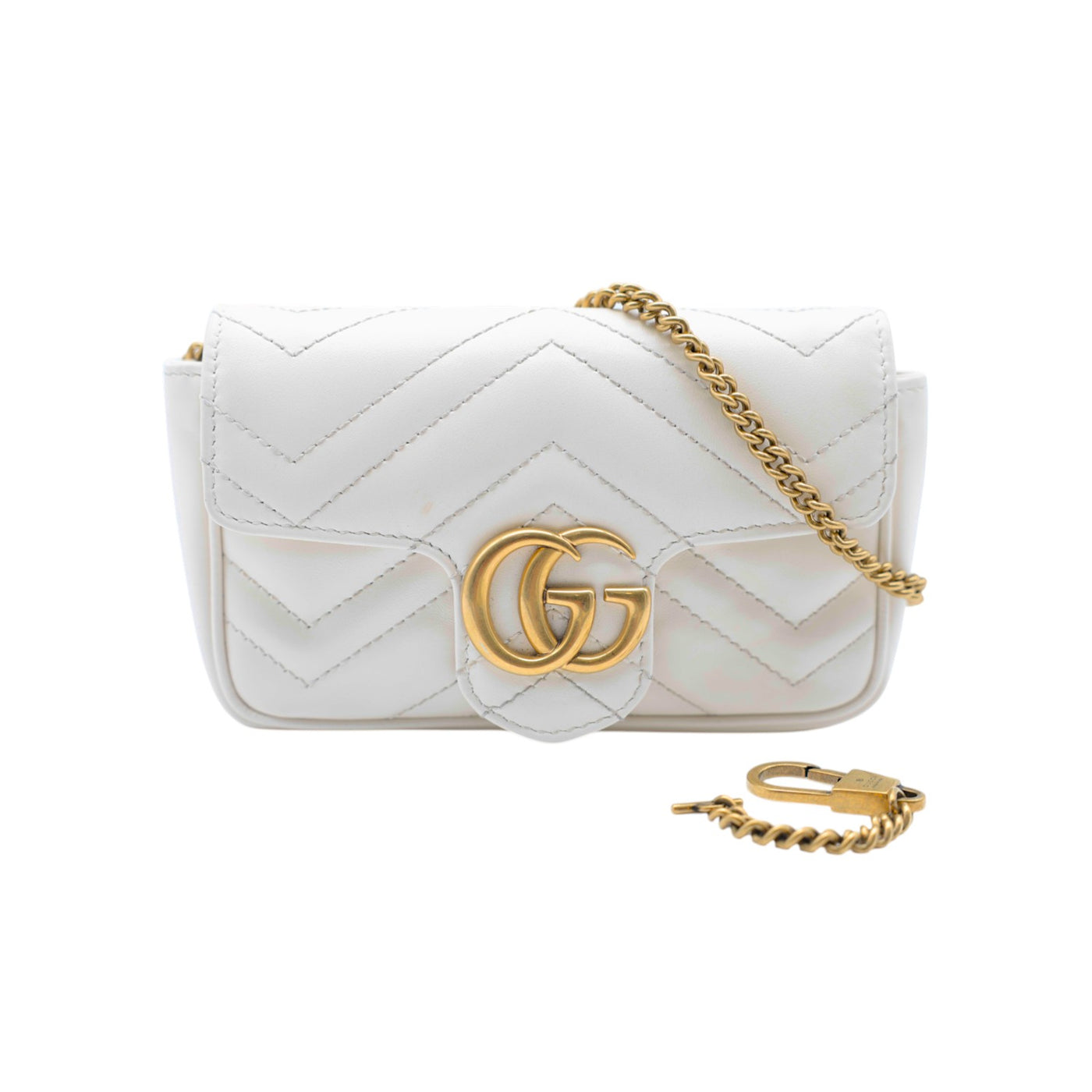 Gucci GG Marmont Chevron Mini Crossbody Bag In Cream