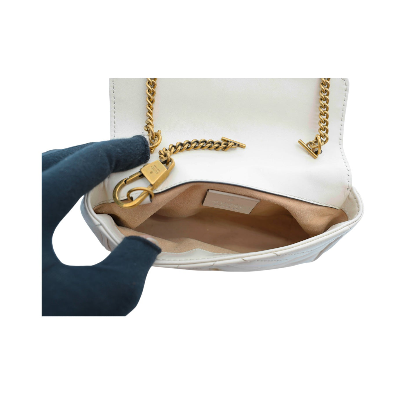 Gucci GG Marmont Chevron Mini Crossbody Bag In Cream