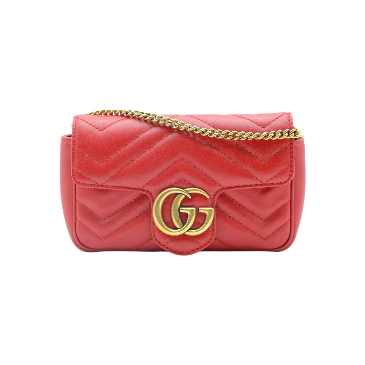 Gucci GG Marmont Matelasse Chevron Mini Crossbody Bag In Red