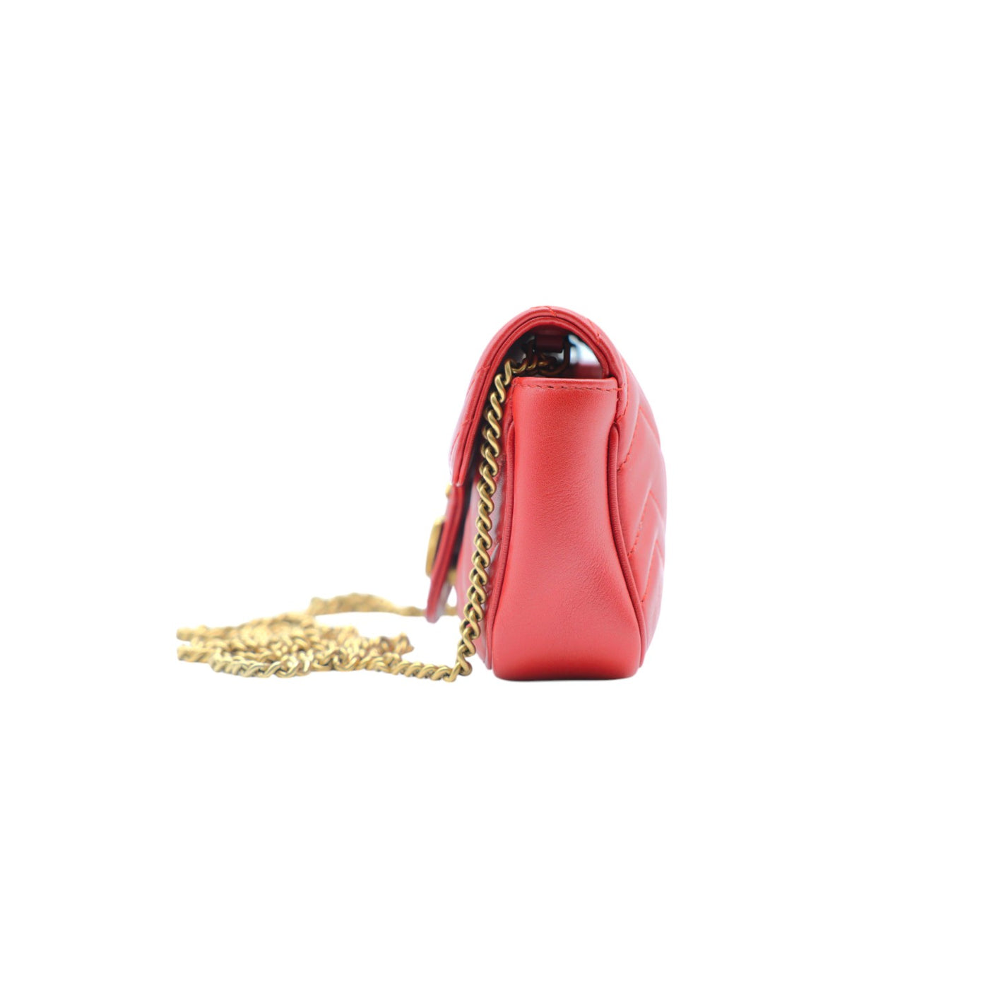 Gucci GG Marmont Matelasse Chevron Mini Crossbody Bag In Red