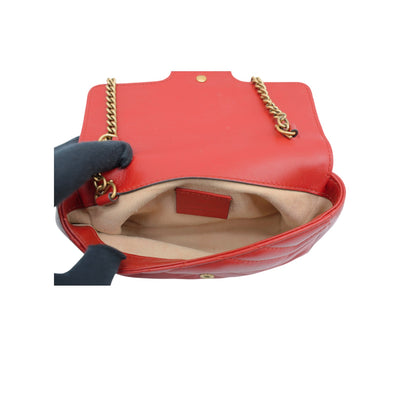 Gucci GG Marmont Matelasse Chevron Mini Crossbody Bag In Red