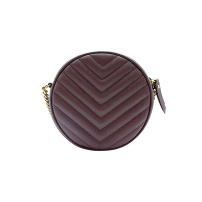Saint Laurent YSL Grain De Poudre Matelasse Chevron Quilted Round Crossbody Bag