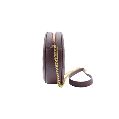 Saint Laurent YSL Grain De Poudre Matelasse Chevron Quilted Round Crossbody Bag