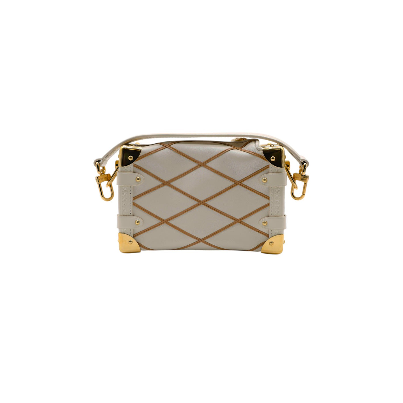 Louis Vuitton Lambskin Leather Malletage Side Trunk Handbag in Creme