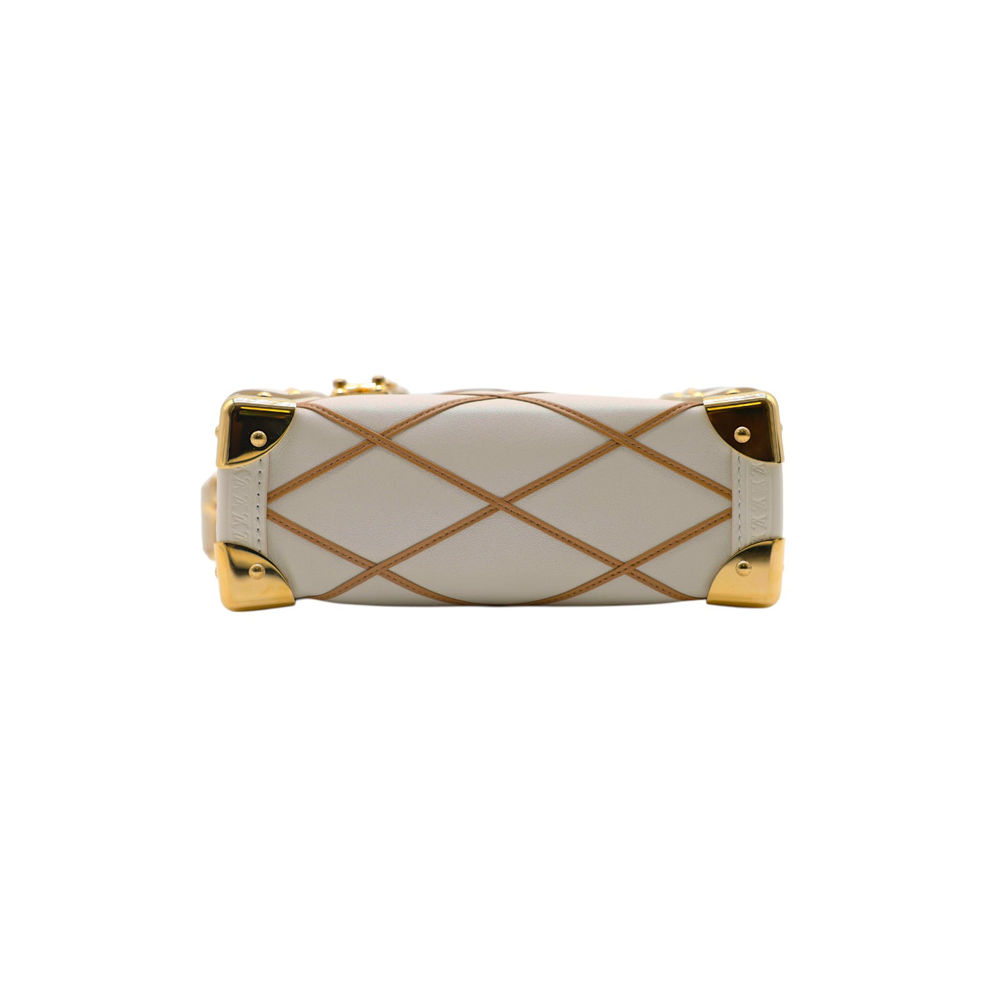 Louis Vuitton Lambskin Leather Malletage Side Trunk Handbag in Creme