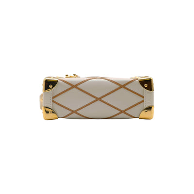 Louis Vuitton Lambskin Leather Malletage Side Trunk Handbag in Creme