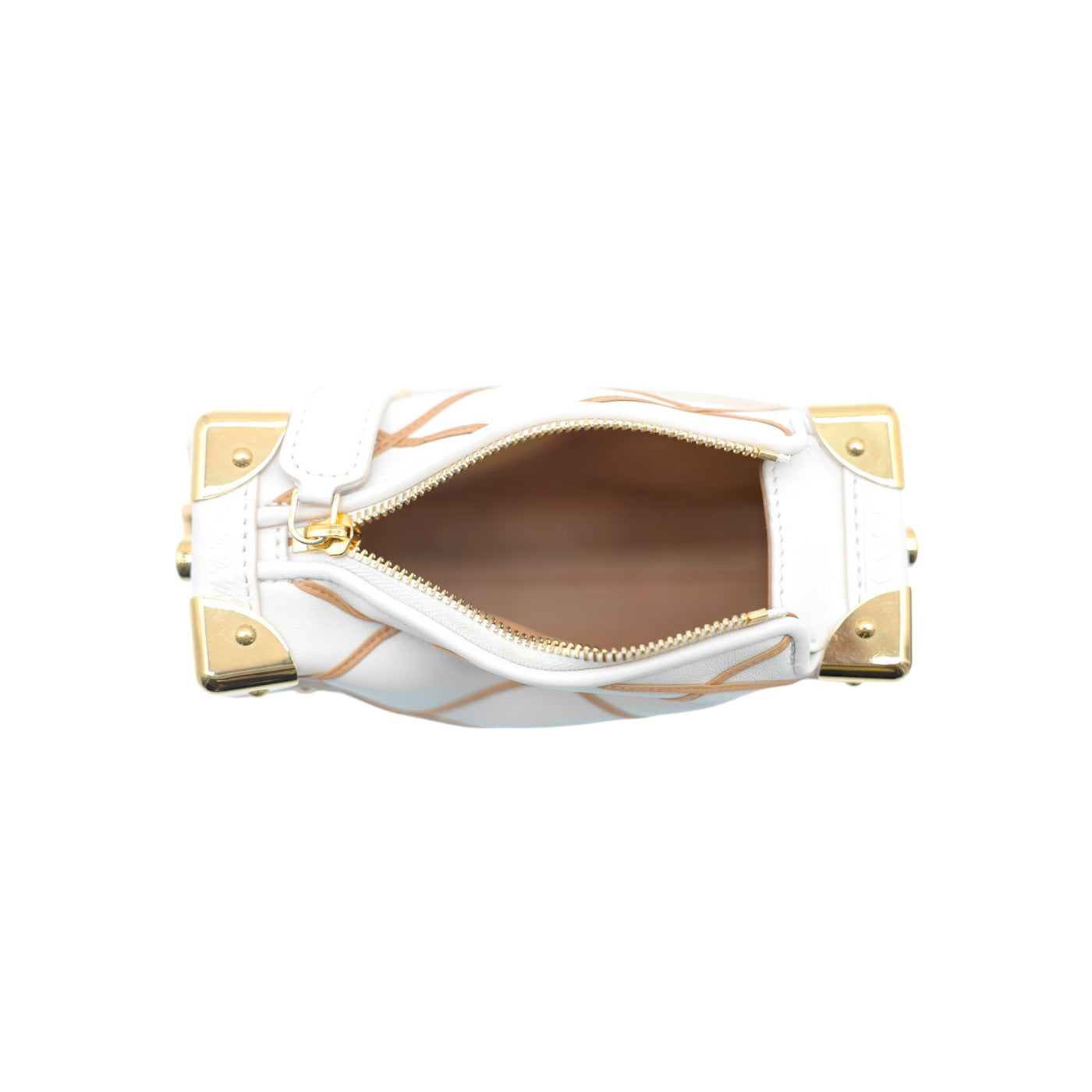 Louis Vuitton Lambskin Leather Malletage Side Trunk Handbag in Creme