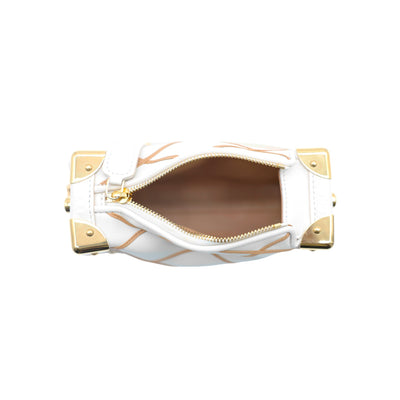 Louis Vuitton Lambskin Leather Malletage Side Trunk Handbag in Creme