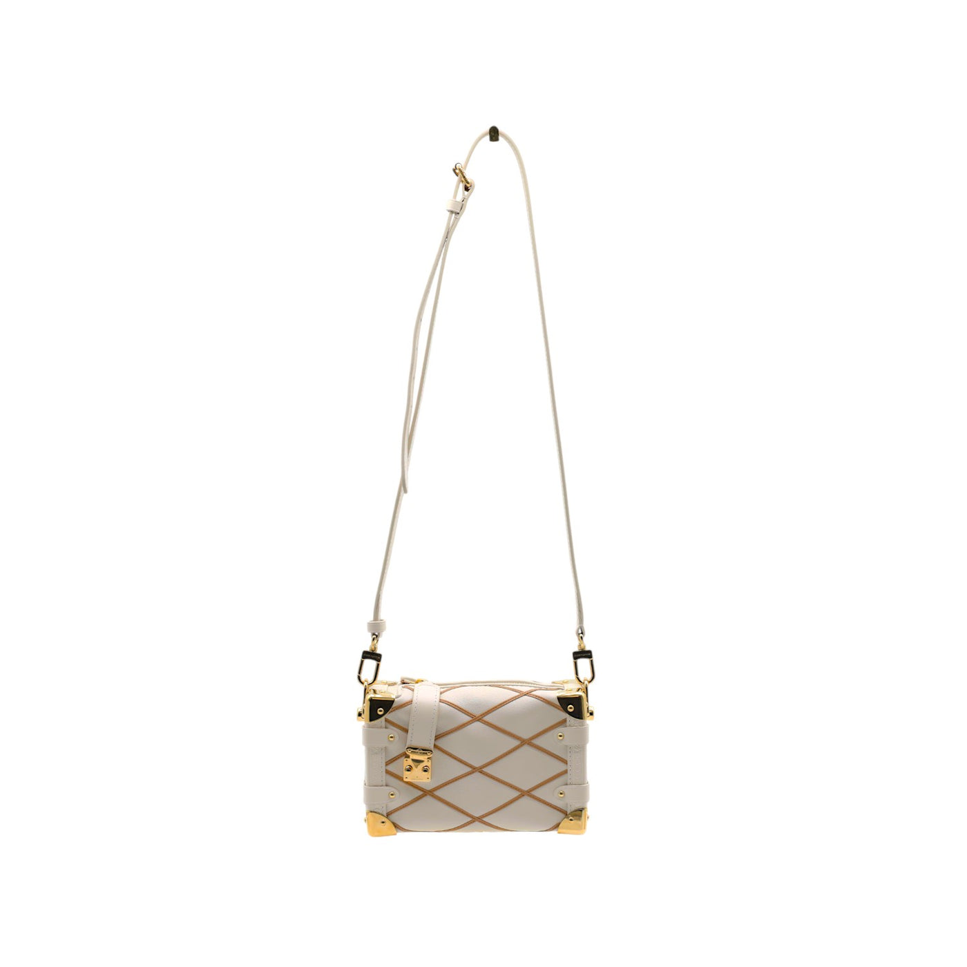 Louis Vuitton Lambskin Leather Malletage Side Trunk Handbag in Creme