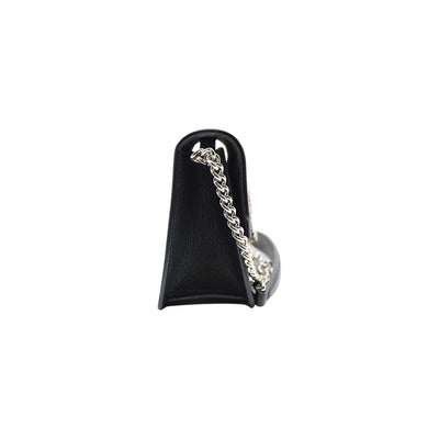 Jimmy Choo Leather Madeline Shoulder Bag in Black with Silver Chain