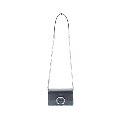 Jimmy Choo Leather Madeline Shoulder Bag in Black with Silver Chain
