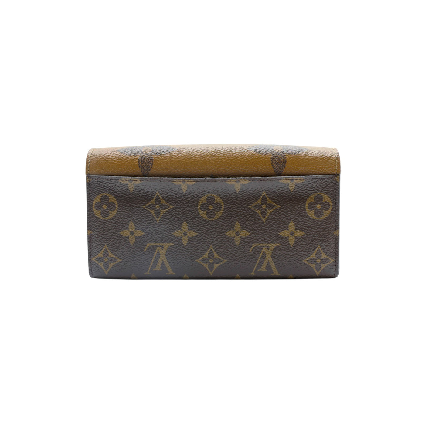 Louis Vuitton Reverse Monogram Sarah Leather Wallet in Dark Brown with Gold Chain Strap
