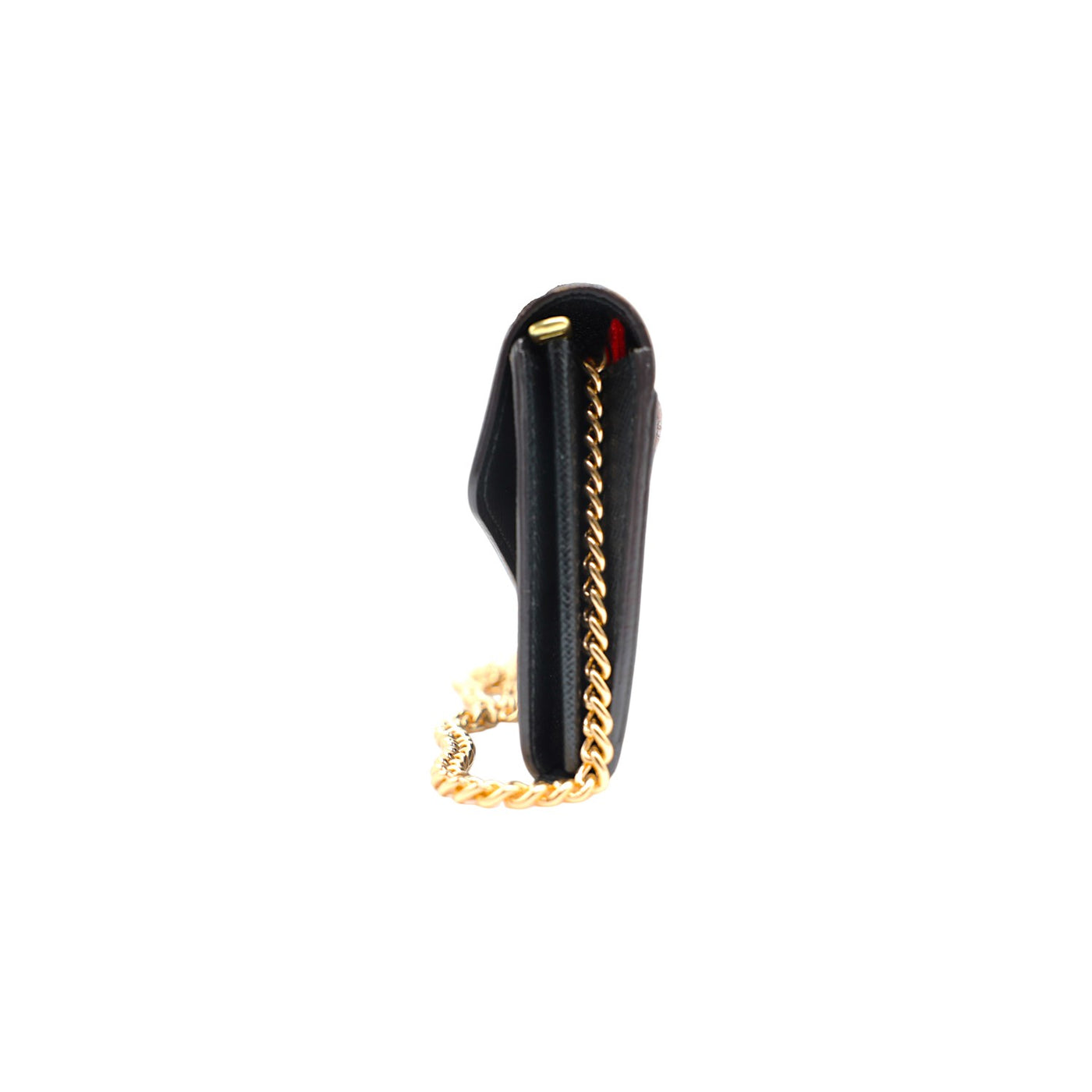 Louis Vuitton Reverse Monogram Sarah Leather Wallet in Dark Brown with Gold Chain Strap