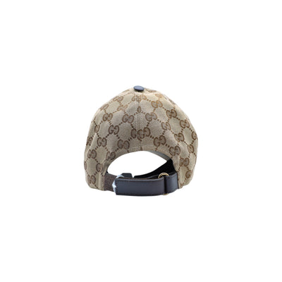 Gucci GG Pattern Canvas Hat in Beige and Ebony with Green Red Accents